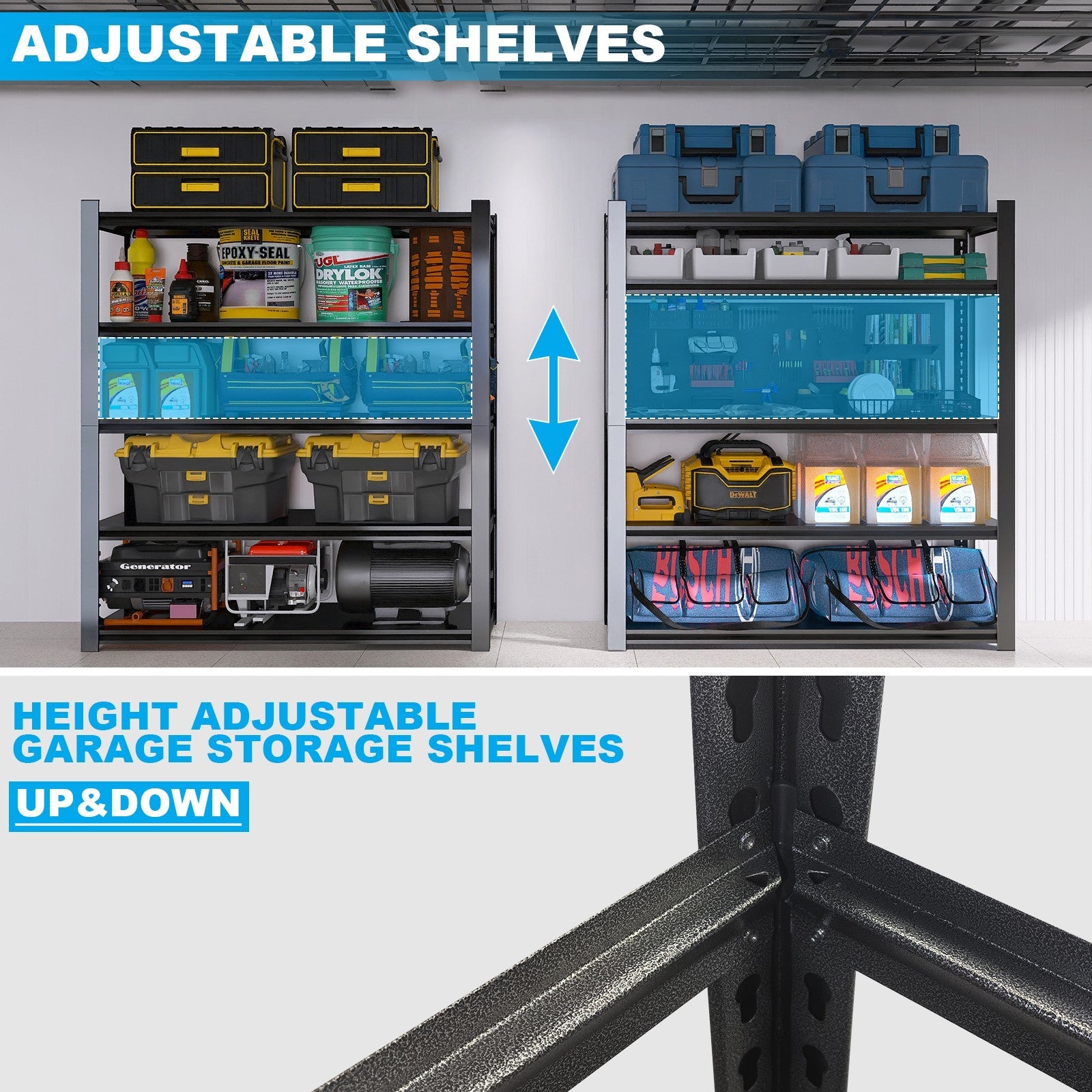 5-Tier Heavy Duty Garage Storage Shelf with Adjustable Shelves for Workshop