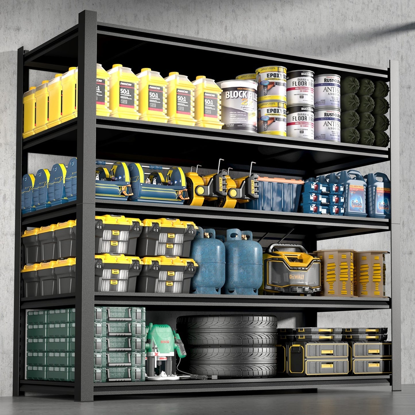 5-Tier Heavy Duty Garage Storage Shelf with Adjustable Shelves for Workshop