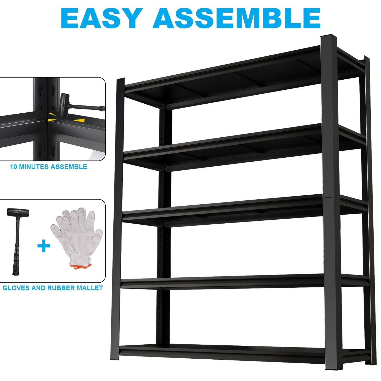 5-Tier Heavy Duty Garage Storage Shelf with Adjustable Shelves for Workshop