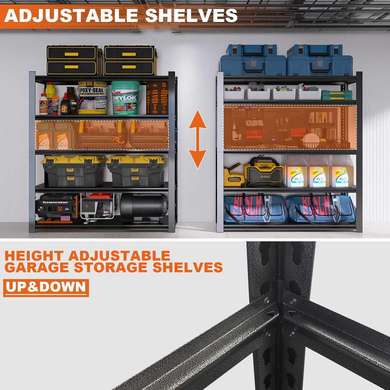 5-Tier Heavy Duty Garage Storage Shelf with Adjustable Shelves for Workshop