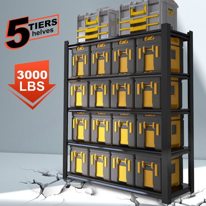 5-Tier Heavy Duty Garage Storage Shelf with Adjustable Shelves for Workshop