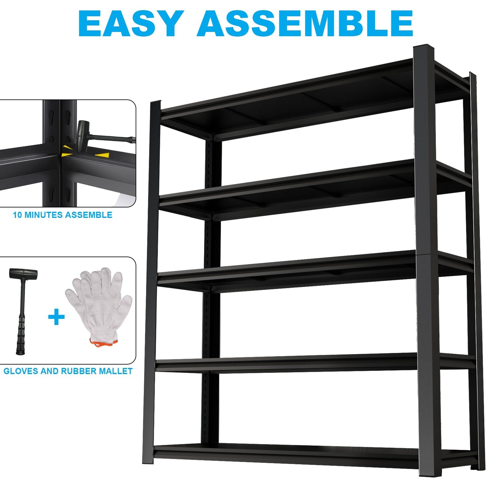 5-Tier Heavy Duty Garage Storage Shelf with Adjustable Shelves for Workshop