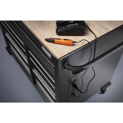 41-In L X 24.5-In H 9 -Drawers Rolling Hammered Granite Wood Portable Work Bench