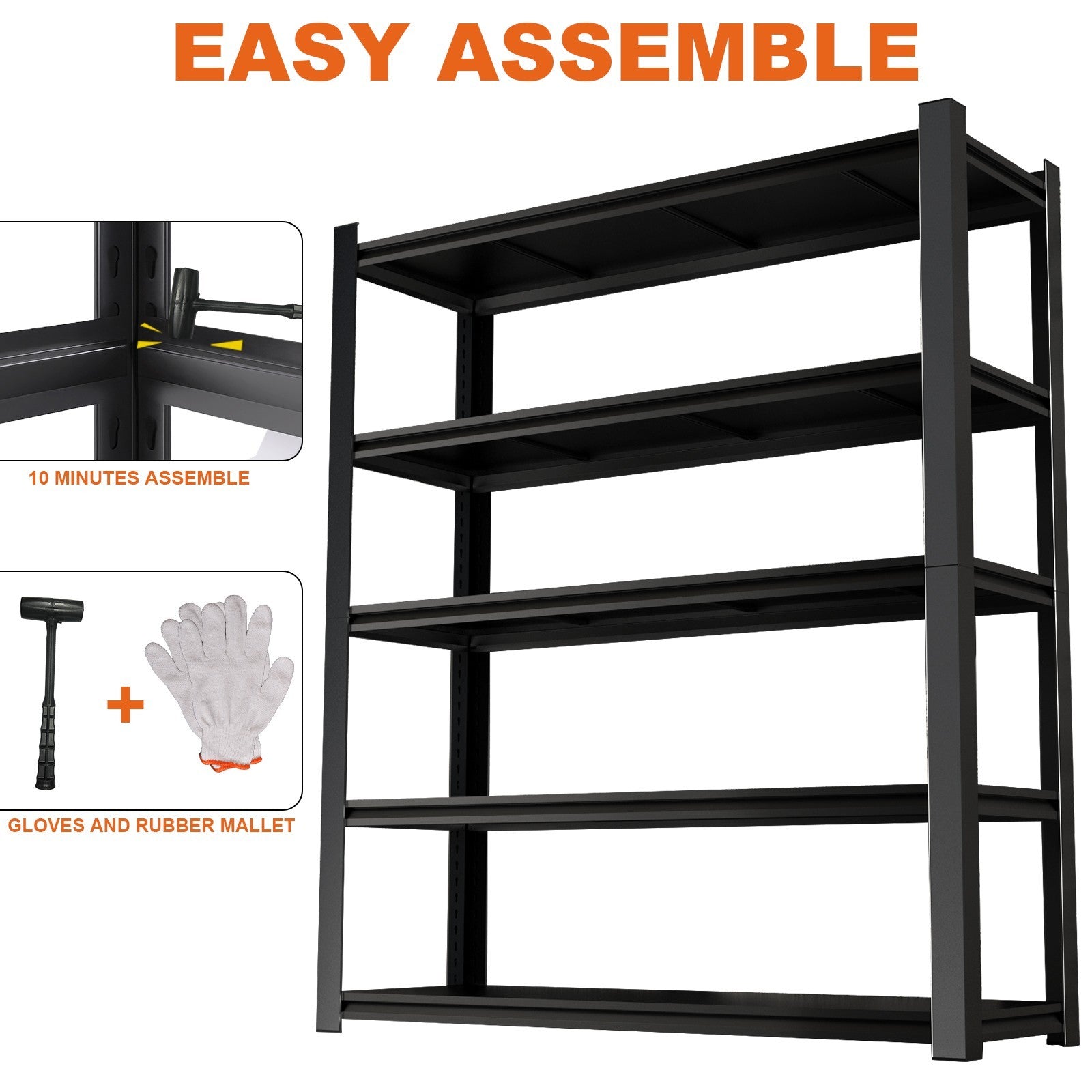 5-Tier Heavy Duty Garage Storage Shelf with Adjustable Shelves for Workshop