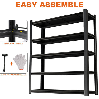 5-Tier Heavy Duty Garage Storage Shelf with Adjustable Shelves for Workshop