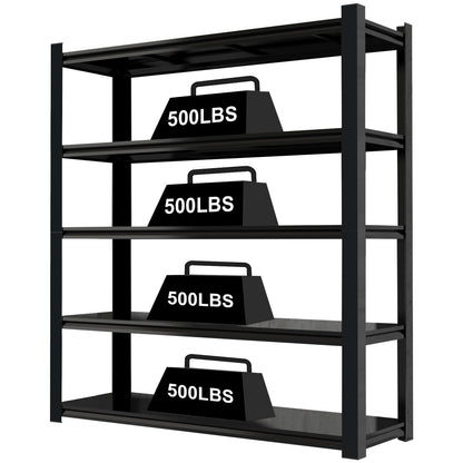 5-Tier Heavy Duty Garage Storage Shelf with Adjustable Shelves for Workshop