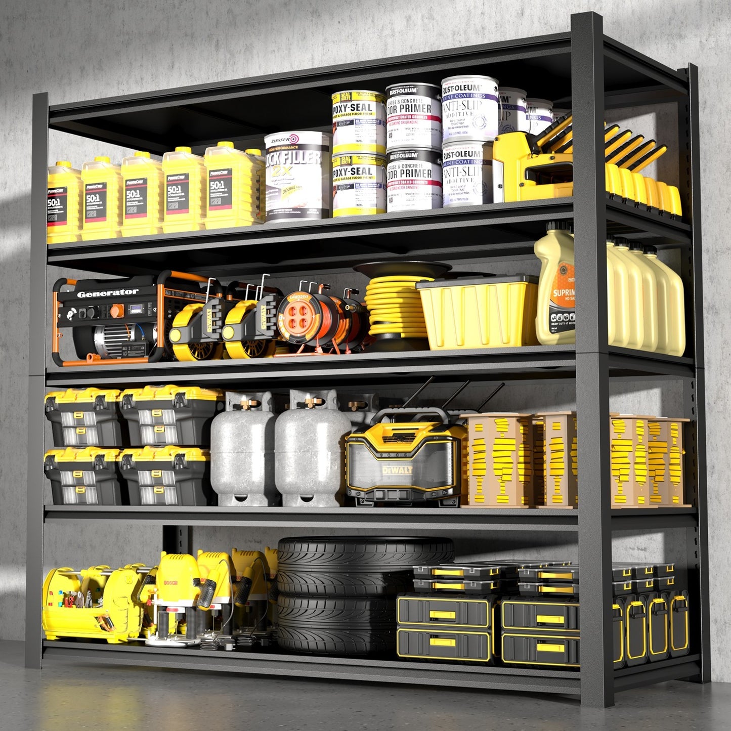 5-Tier Heavy Duty Garage Storage Shelf with Adjustable Shelves for Workshop